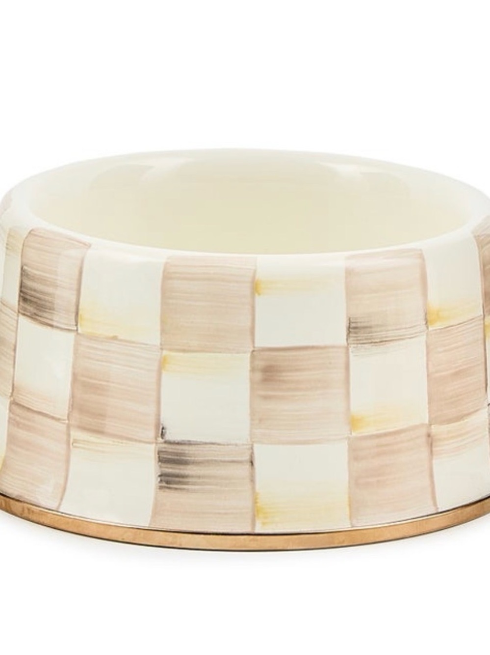 MacKenzie-Childs Mocha Check Medium Pet Bowl set of 2 Brand New